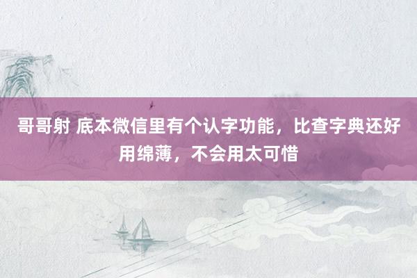 哥哥射 底本微信里有个认字功能，比查字典还好用绵薄，不会用太可惜