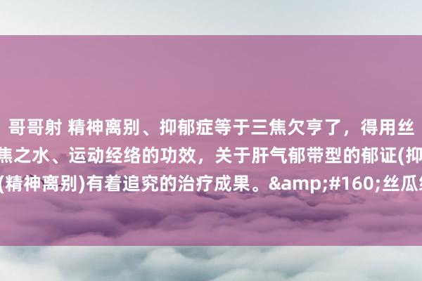 哥哥射 精神离别、抑郁症等于三焦欠亨了，得用丝瓜络。丝瓜络有通行三焦之水、运动经络的功效，关于肝气郁带型的郁证(抑郁症)、癫狂(精神离别)有着追究的治疗成果。&#160;丝瓜络化痰顺气。”气一降，痰就随着降。