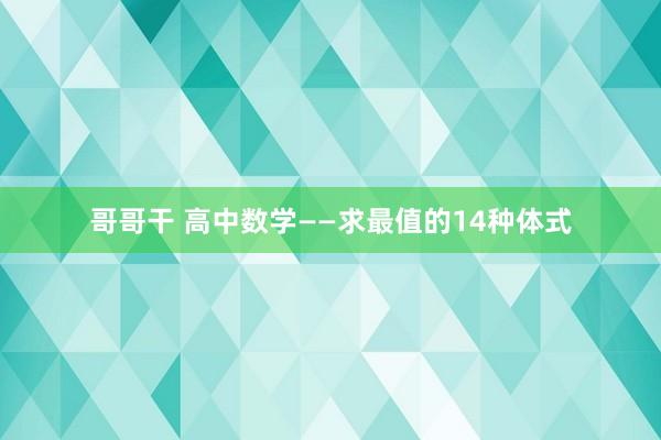 哥哥干 高中数学——求最值的14种体式