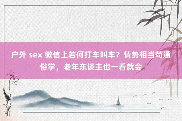 户外 sex 微信上若何打车叫车？情势相当苟通俗学，老年东谈主也一看就会
